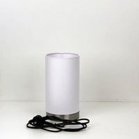 Thumbnail for Mantel Brushed Chrome & White Fabric On-Off Touch Lamp