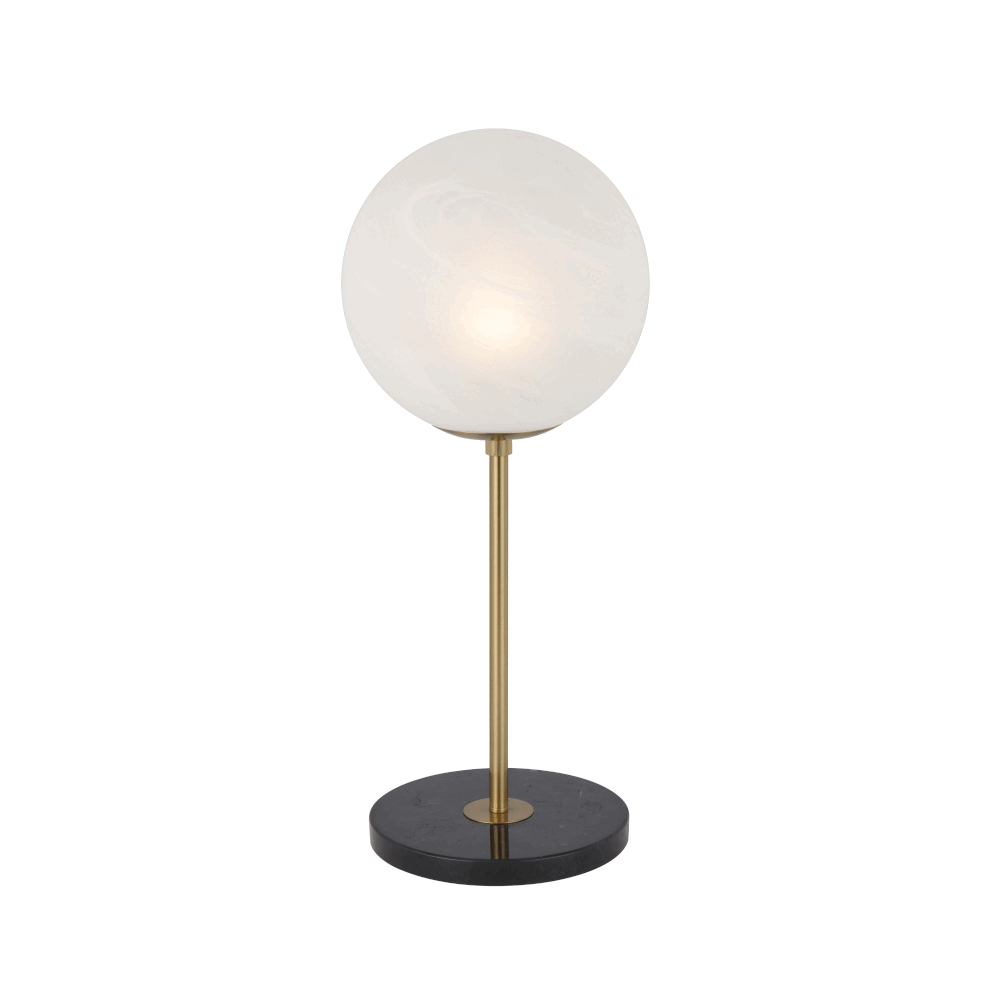 Oliana Antique Gold & Black Marble Table Lamp with 25cm or 20cm Alabastro Glass