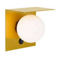 Thumbnail for Olio 1 Light Wall Light in Antique Gold with Opal Glass