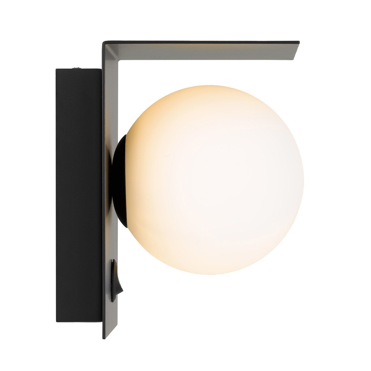 Olio 1 Light Wall Light in Black with Opal Glass