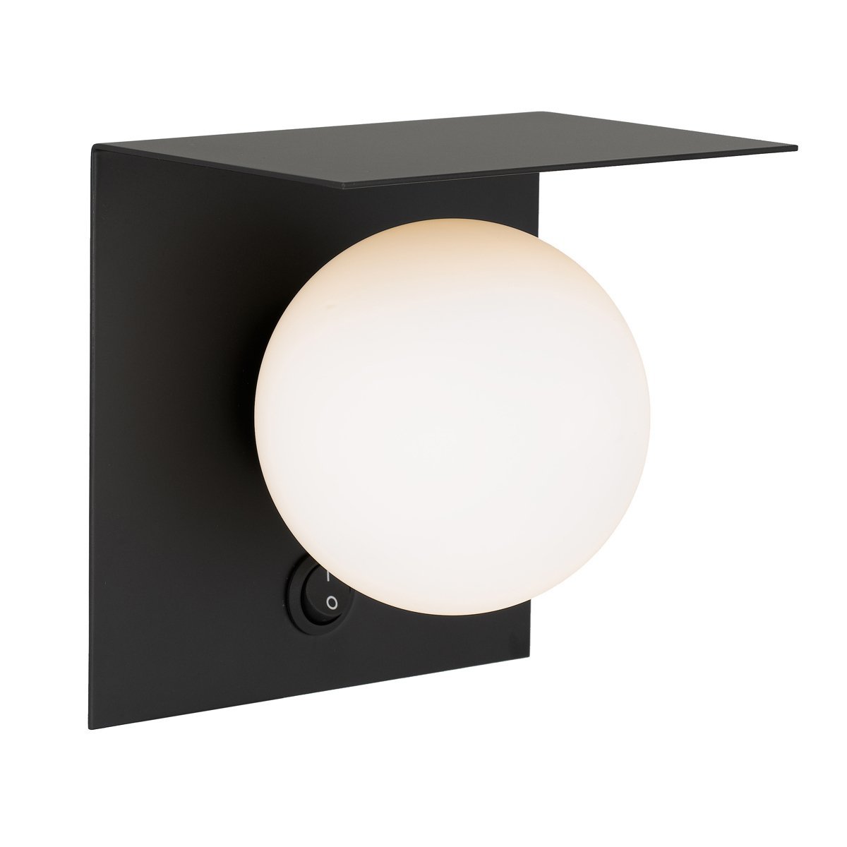 Olio 1 Light Wall Light in Black with Opal Glass