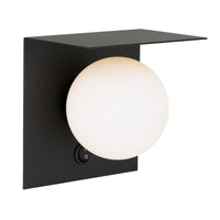 Thumbnail for Olio 1 Light Wall Light in Black with Opal Glass