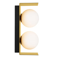 Thumbnail for Olio 2 Light Wall Light in Antique Gold with Opal Glass