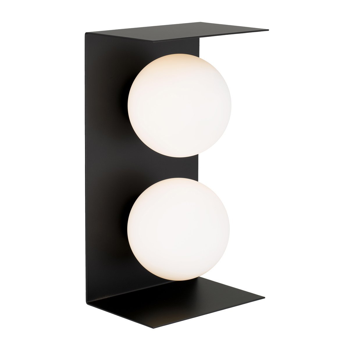 Olio 2 Light Wall Light in Black with Opal Glass