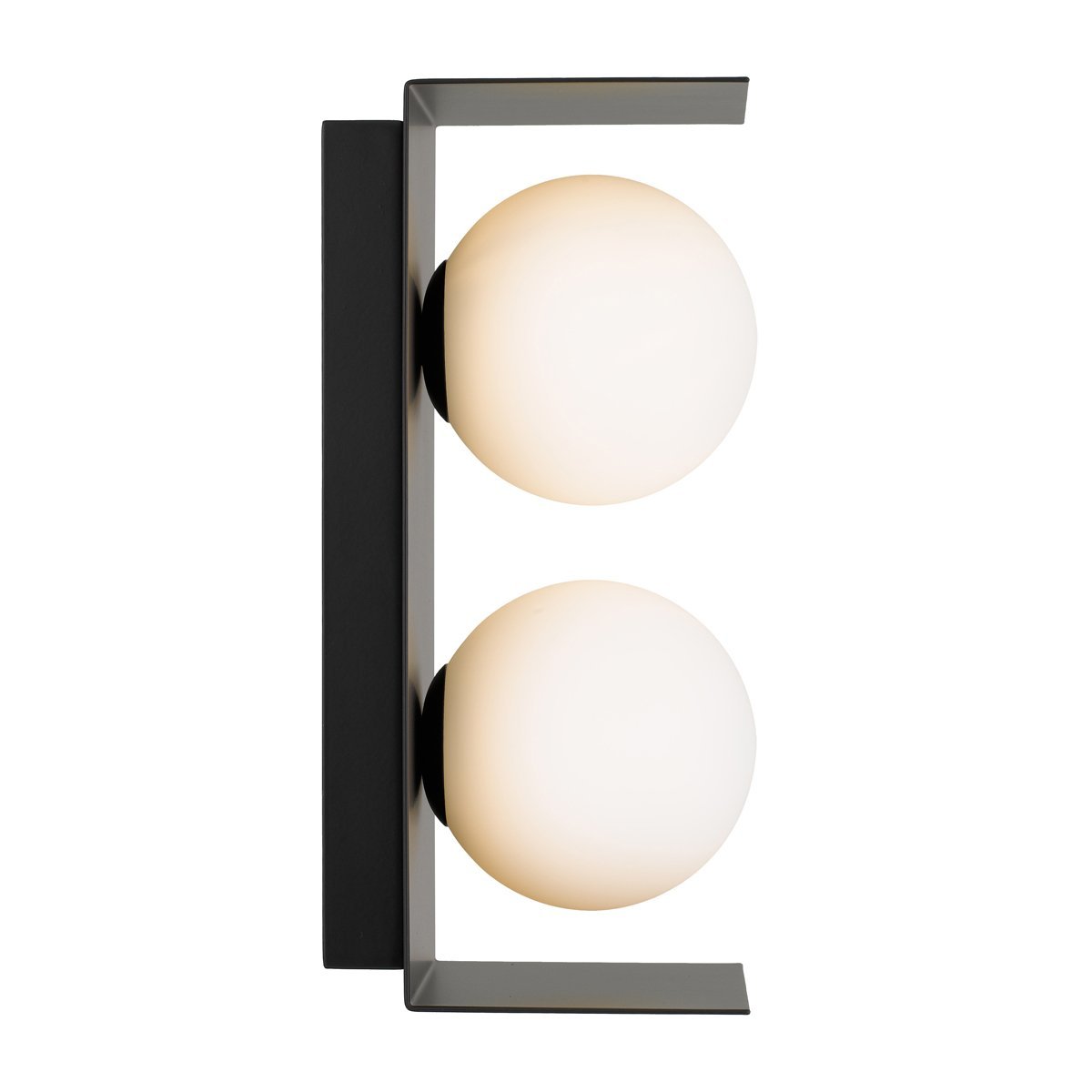 Olio 2 Light Wall Light in Black with Opal Glass