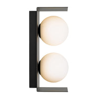 Thumbnail for Olio 2 Light Wall Light in Black with Opal Glass