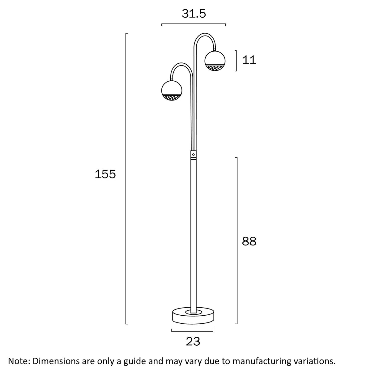 Oneta Black or White Marble Look 2 Light G9 Floor Lamp