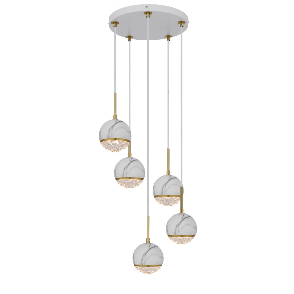 Oneta Black or White Marble Look 5 Light G9 Pendant