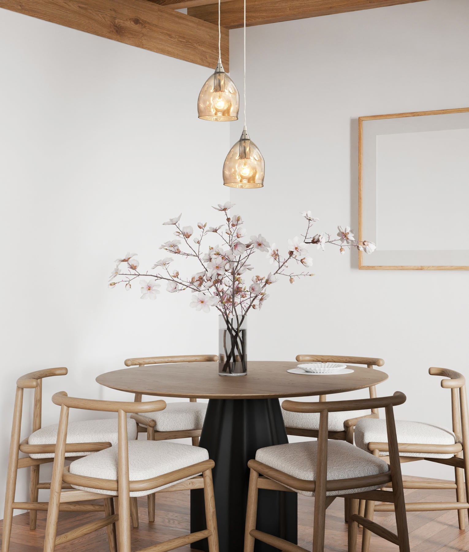 ORDITO: Abstract Chrome With Glass Ellipse Pendant Lights