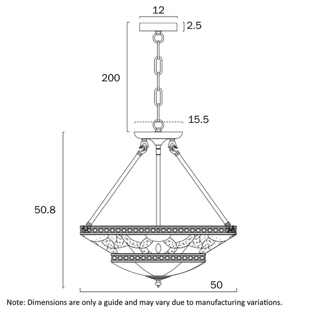 Orista Brass & Frost Glass 4 Light Pendant/Close To Ceiling Light