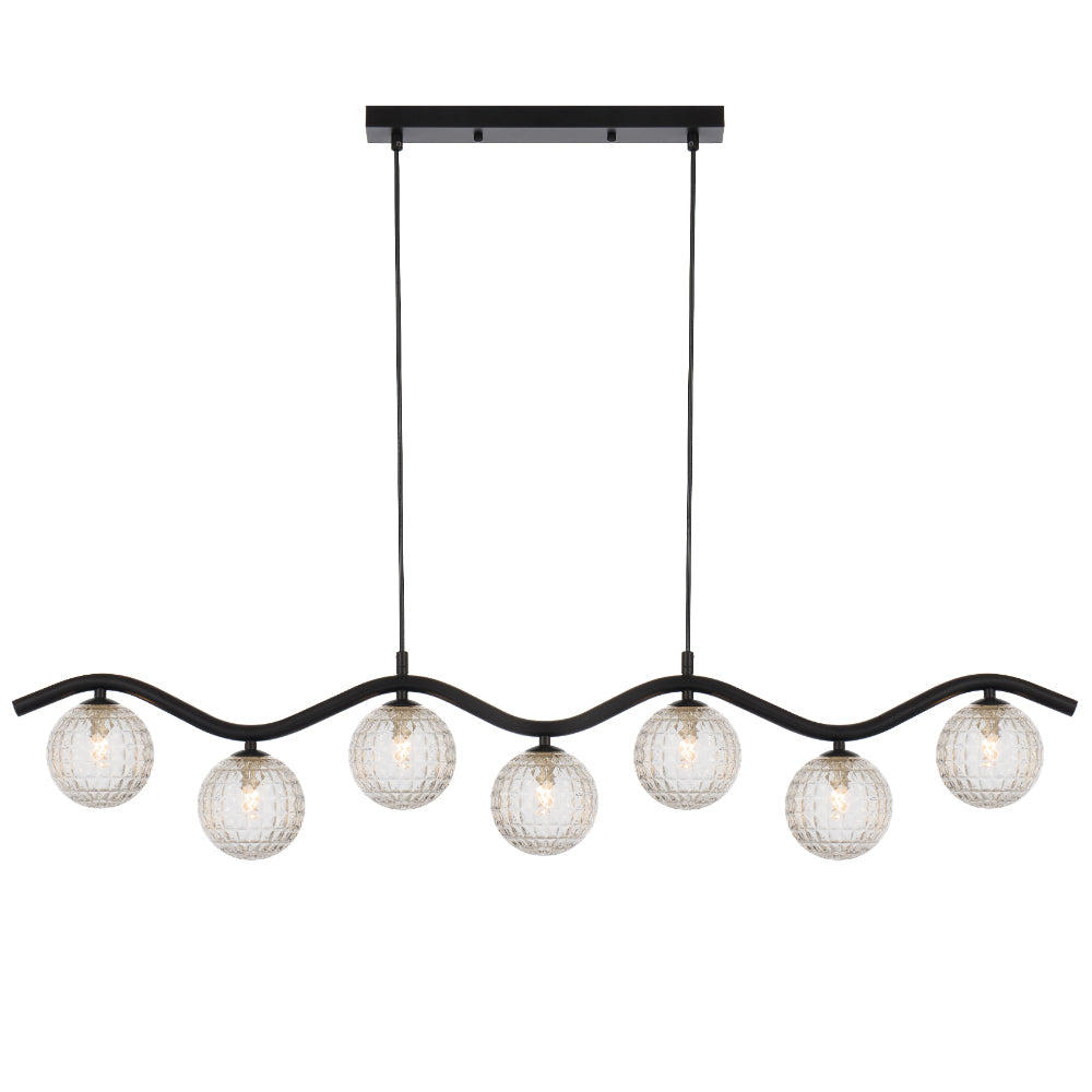 Orton Black G9 7 Light Pendant with a Choice of 6 Styles of Glass Shades