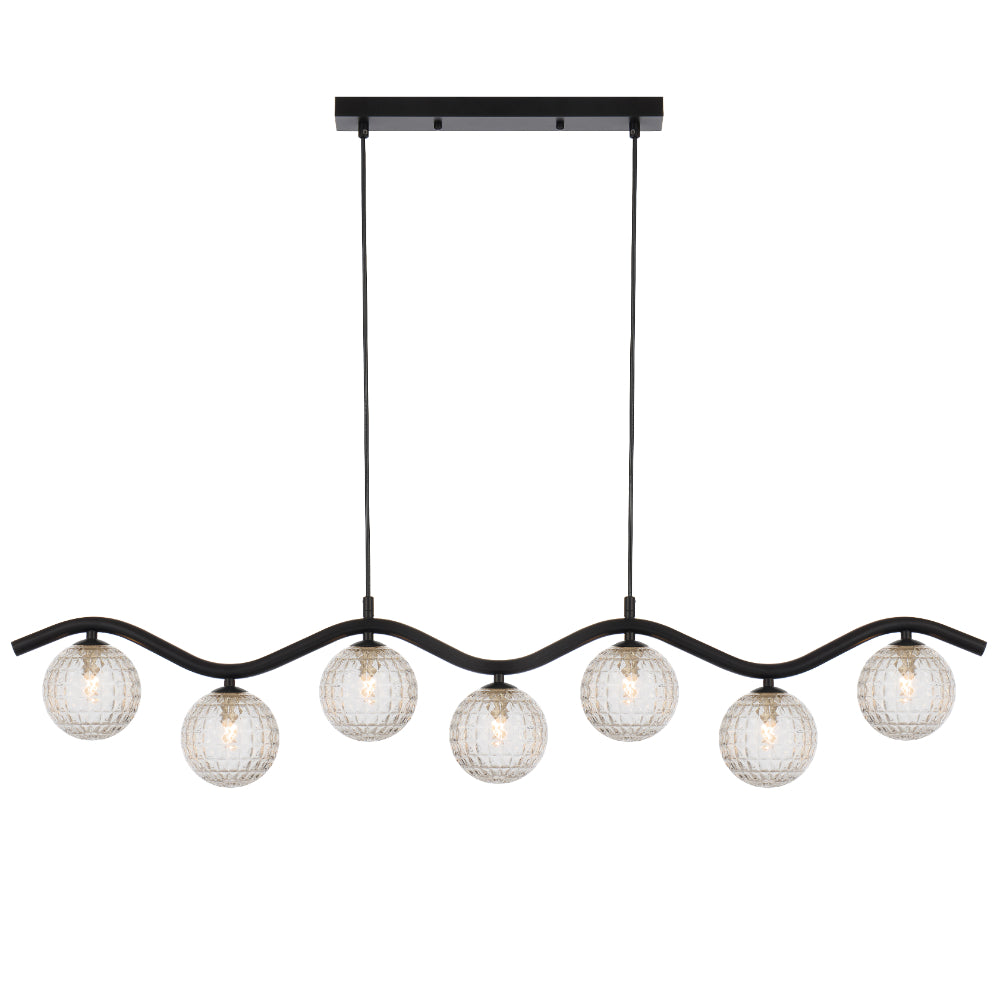 Orton Black G9 7 Light Pendant with a Choice of 6 Styles of Glass Shades