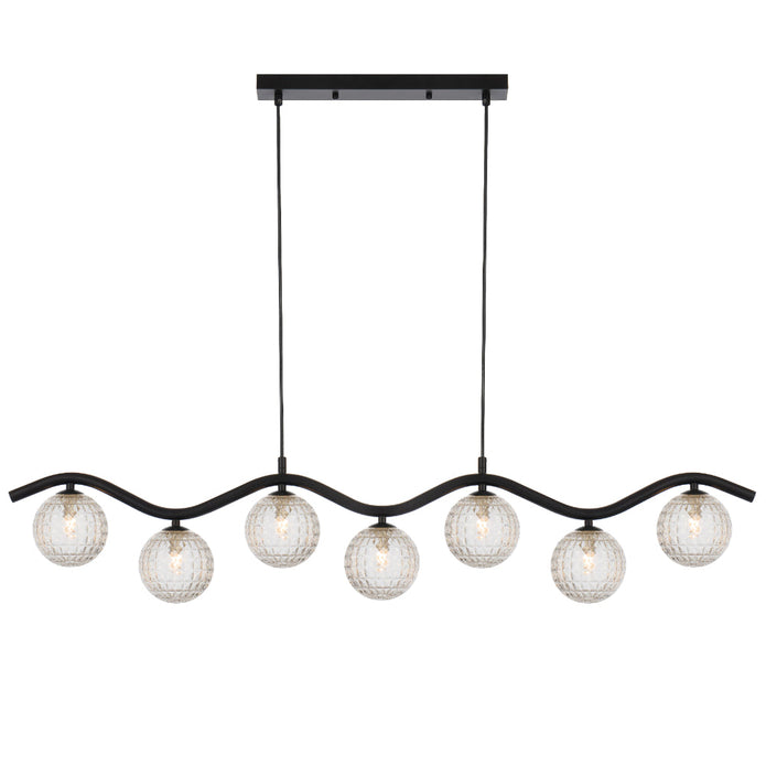 Orton Black G9 7 Light Pendant with a Choice of 6 Styles of Glass Shades