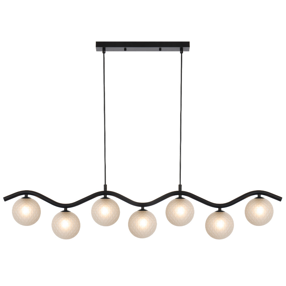 Orton Black G9 7 Light Pendant with a Choice of 6 Styles of Glass Shades