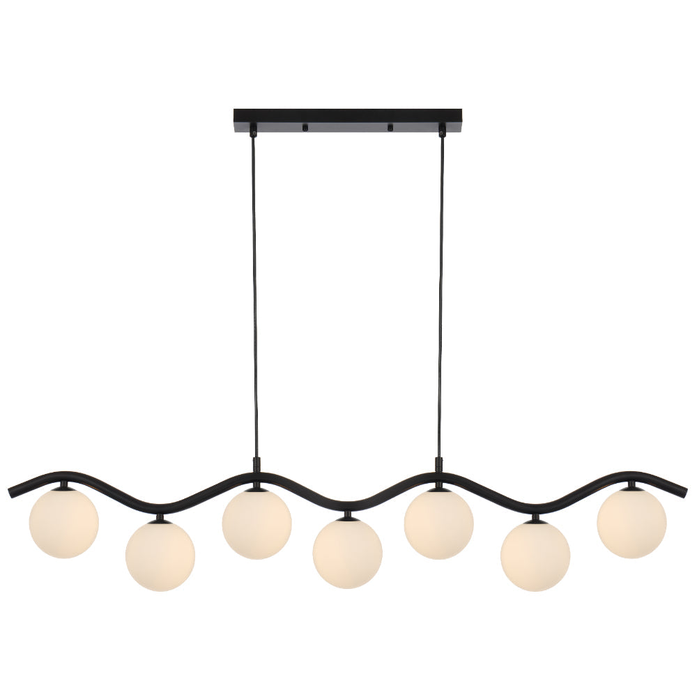 Orton Black G9 7 Light Pendant with a Choice of 6 Styles of Glass Shades