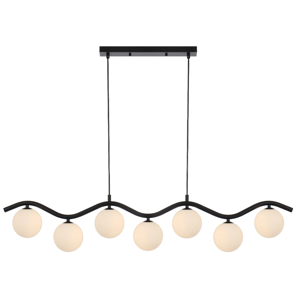 Orton Black G9 7 Light Pendant with a Choice of 6 Styles of Glass Shades