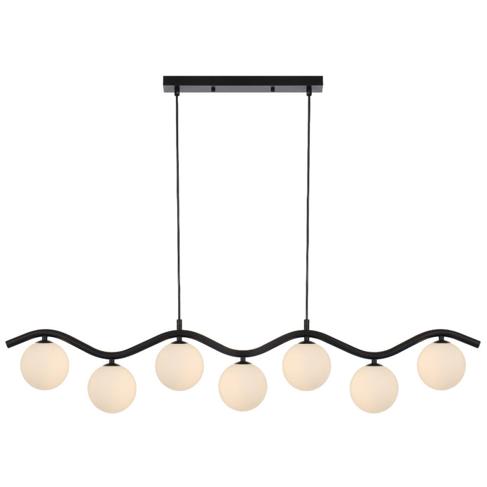 Orton Black G9 7 Light Pendant with a Choice of 6 Styles of Glass Shades