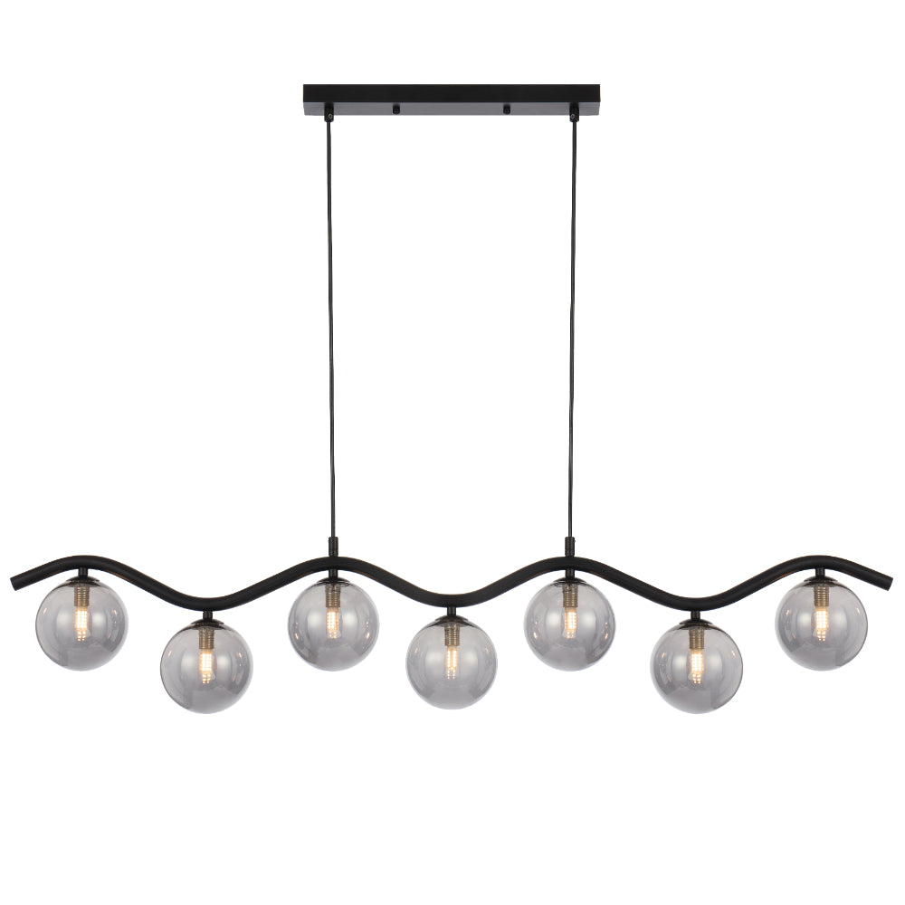 Orton Black G9 7 Light Pendant with a Choice of 6 Styles of Glass Shades