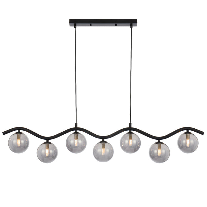 Orton Black G9 7 Light Pendant with a Choice of 6 Styles of Glass Shades