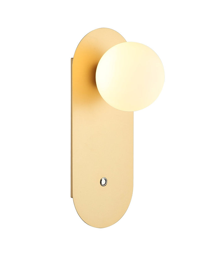 OVALIS: Interior Round Opal Diffuser Oblong Base with Switch Wall Lights