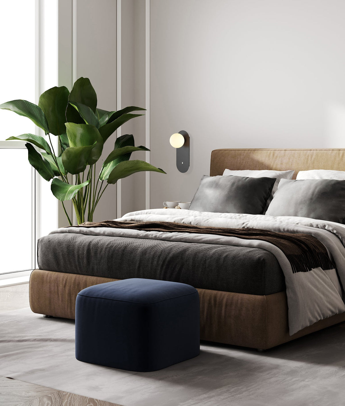 OVALIS: Interior Round Opal Diffuser Oblong Base with Switch Wall Lights