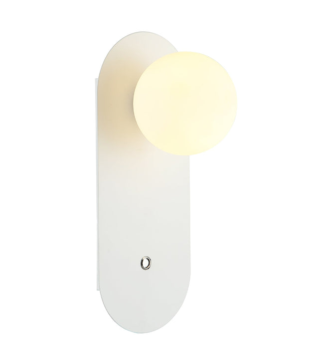 OVALIS: Interior Round Opal Diffuser Oblong Base with Switch Wall Lights