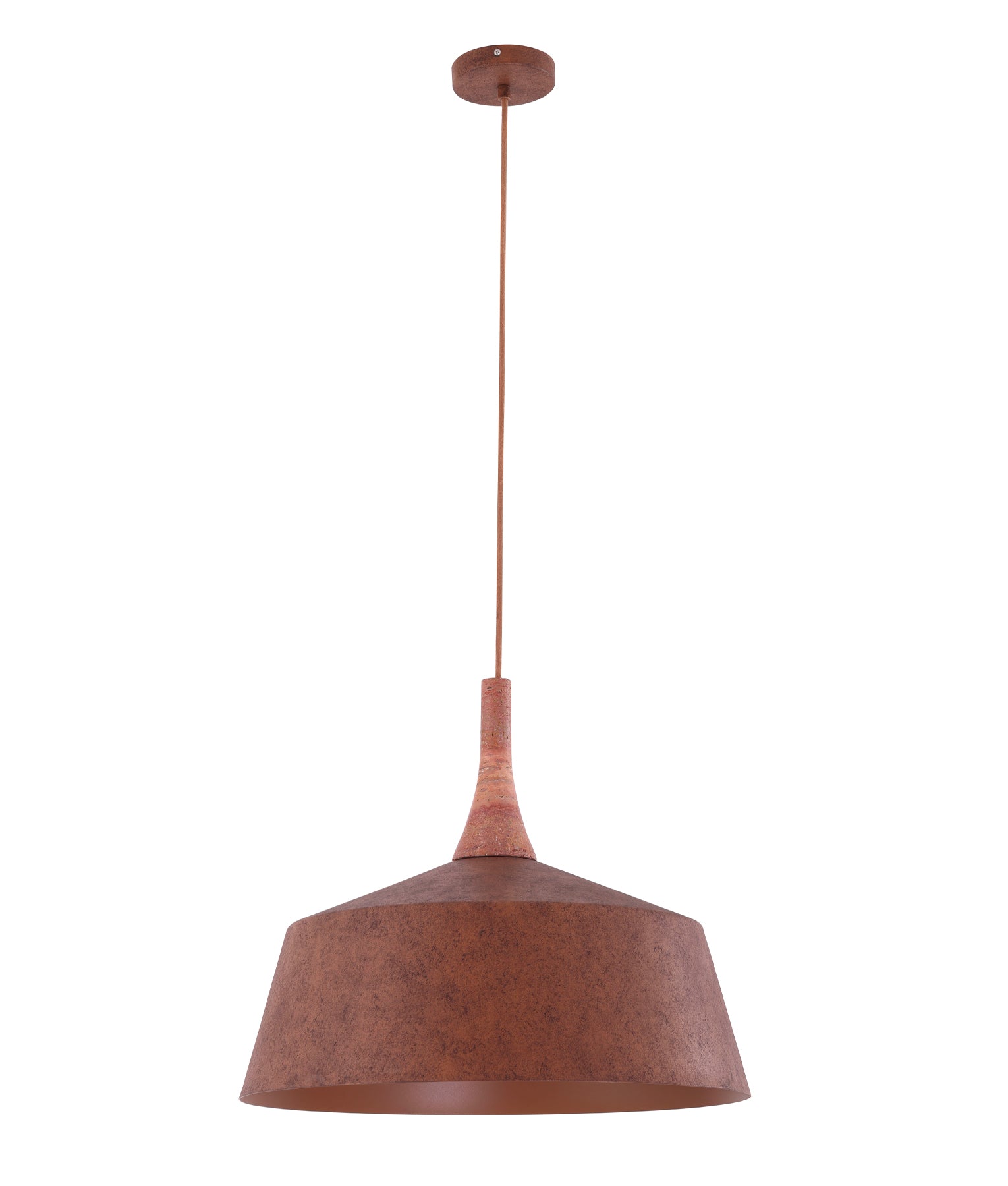 Oxido: Interior Rustic Brown with Travertine Highlight Angled Dome Pendant Lights