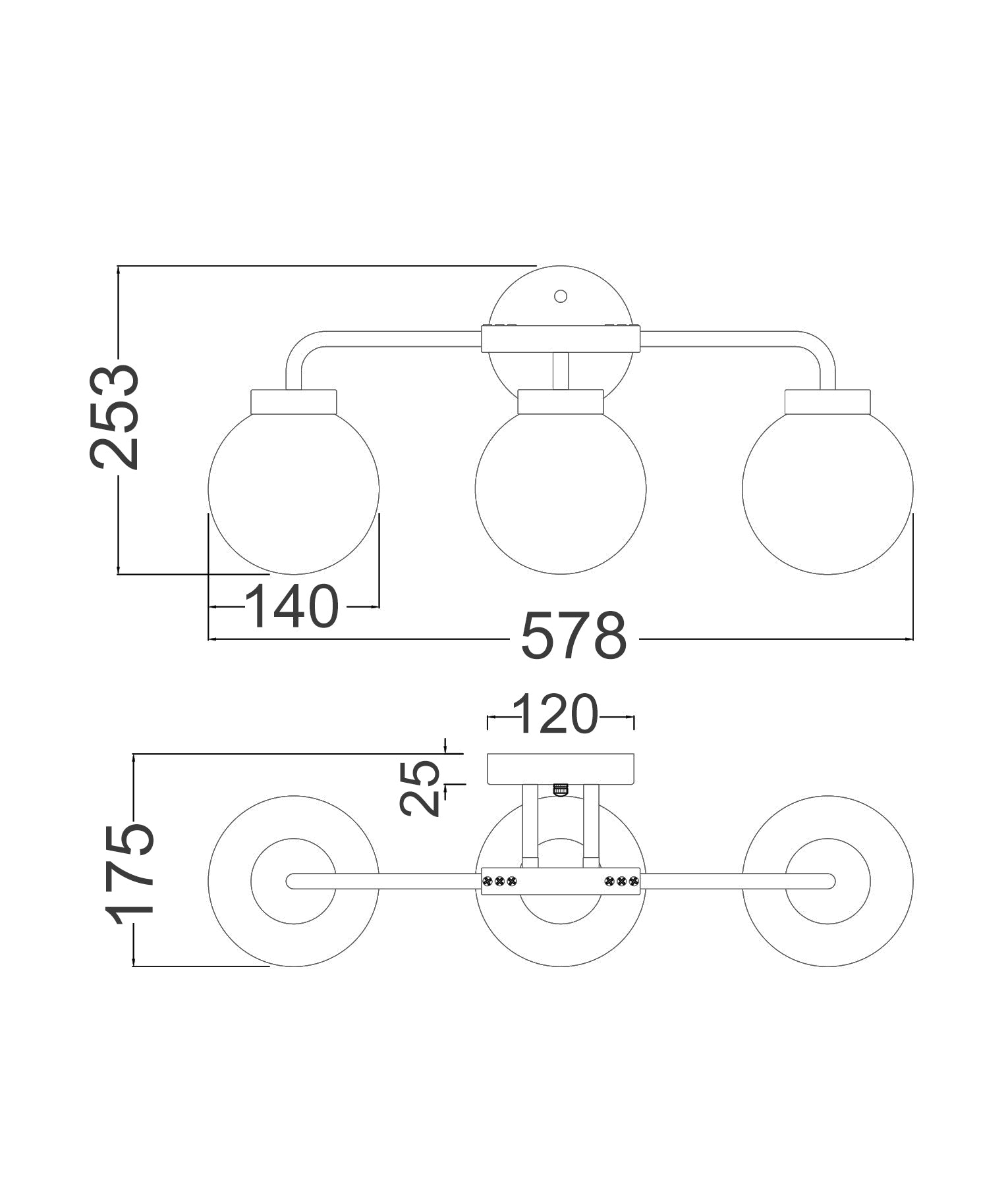 PALLA: Interior Triple Sphere Alabaster with Brass Highlight Round Base Wall Light