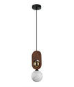 Palta: Interior Sandblasted Opal Diffuser with Brass & Wood Highlight Pendant Lights