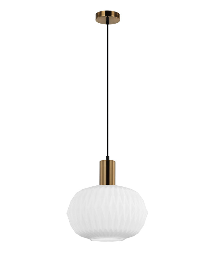 Papel: Interior Pleated Opal Opaque / Translucent Dome Glass Pendant Lights