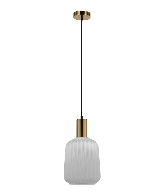 Papel: Interior Pleated Opal Opaque / Translucent Jar Glass Pendant Lights