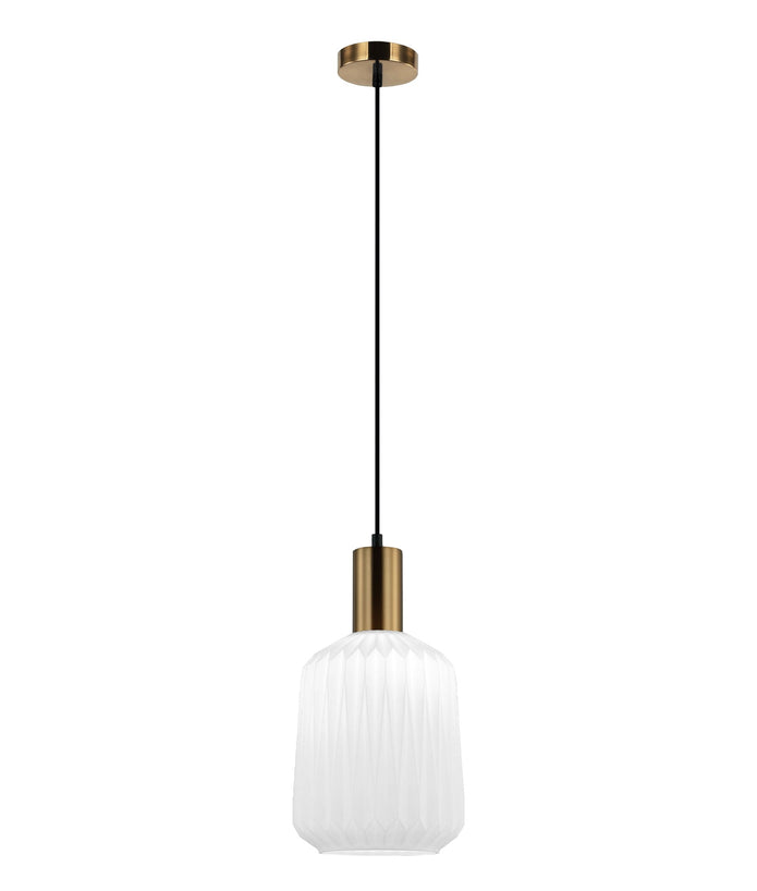 Papel: Interior Pleated Opal Opaque / Translucent Jar Glass Pendant Lights