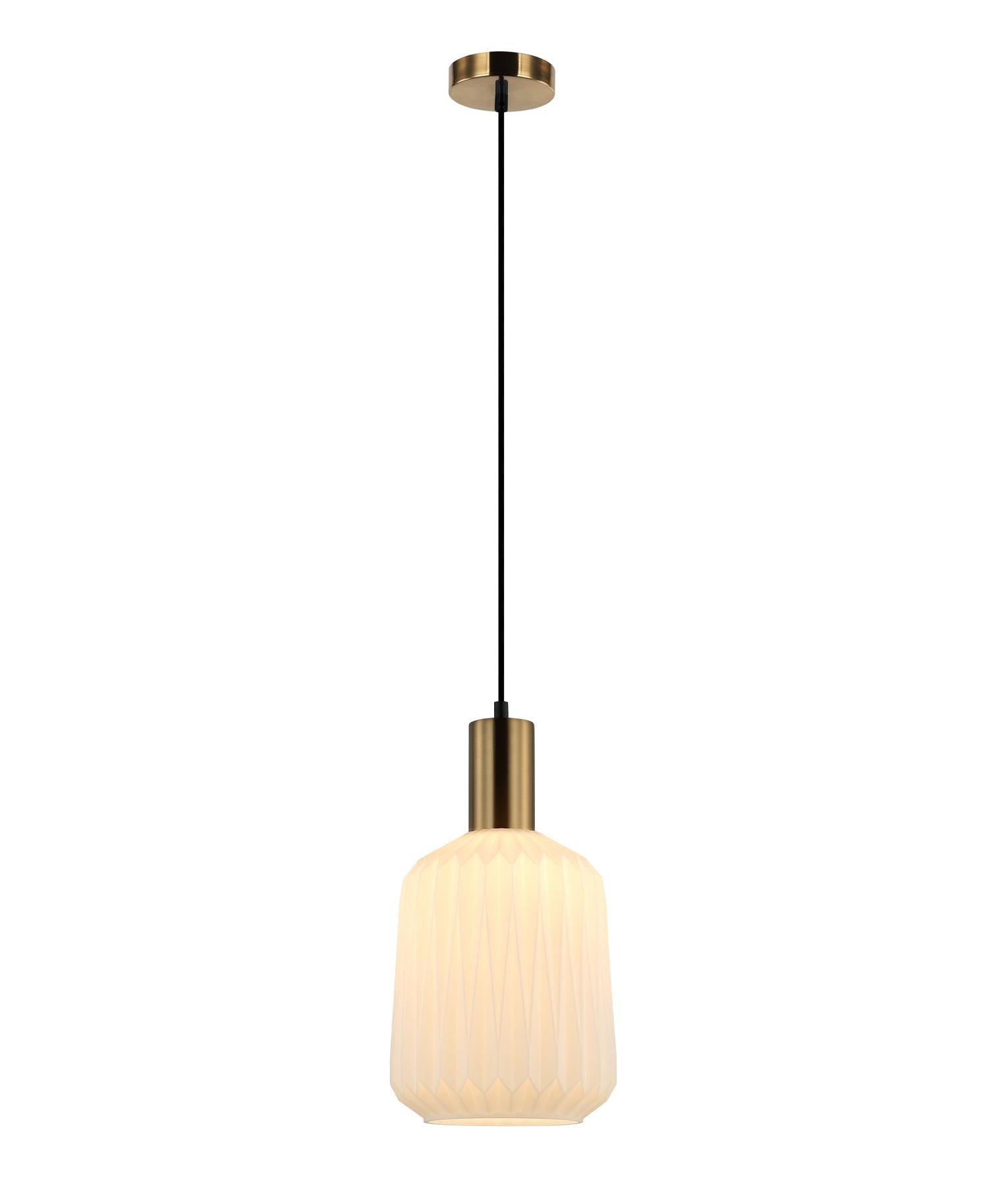 Papel: Interior Pleated Opal Opaque / Translucent Jar Glass Pendant Lights
