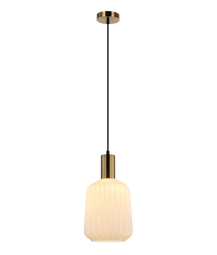 Papel: Interior Pleated Opal Opaque / Translucent Jar Glass Pendant Lights