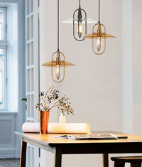 Thumbnail for PAPILLON: Interior Oblong Iron with Glass Coolie Pendant Lights