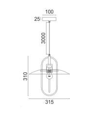 Thumbnail for PAPILLON: Interior Oblong Iron with Glass Coolie Pendant Lights
