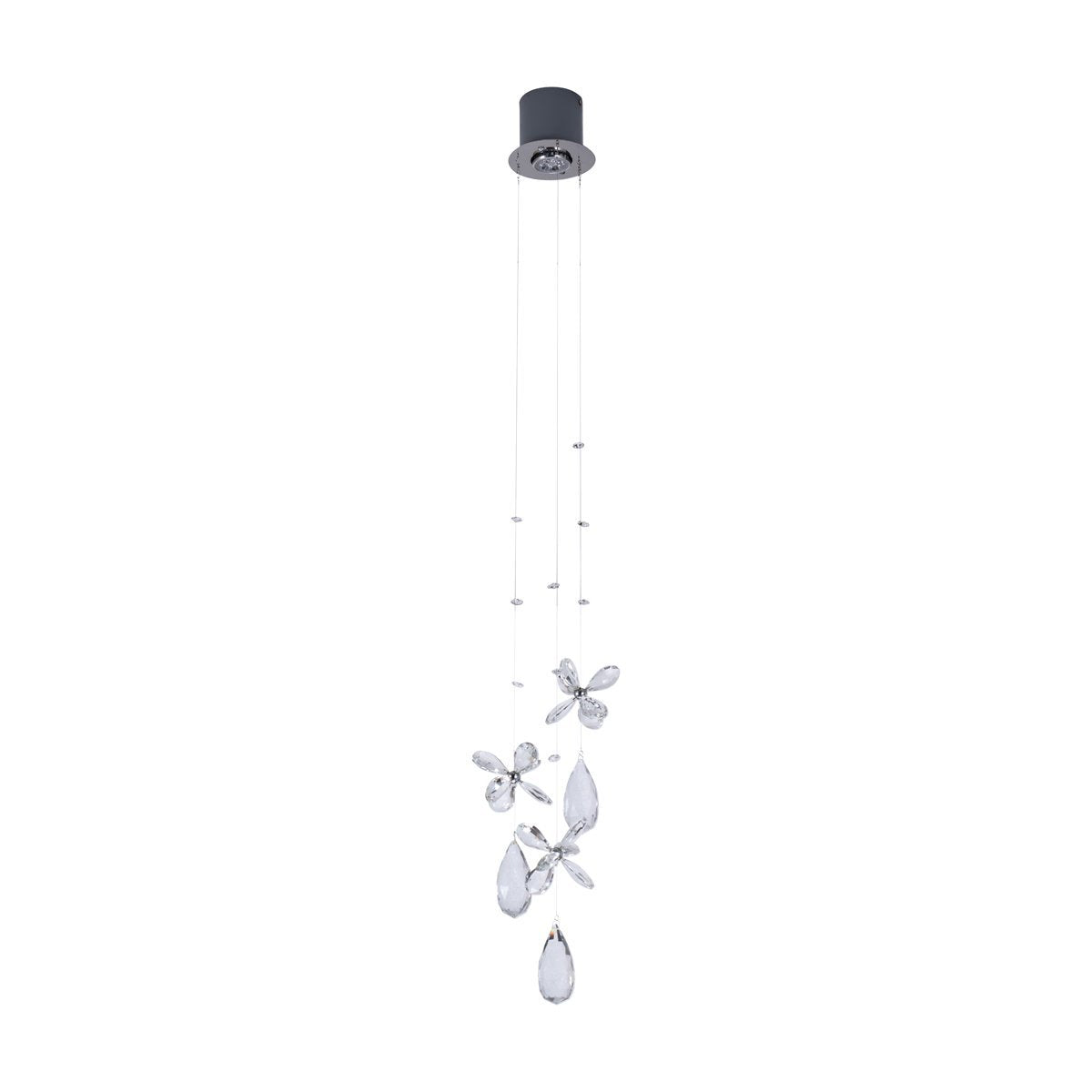 Paradis 1 Light Crystal Pendant Light in Chrome