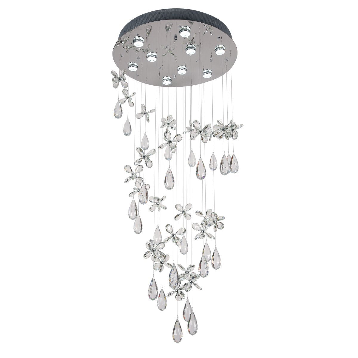 Paradis 9 Light Small Crystal Pendant Light in Chrome