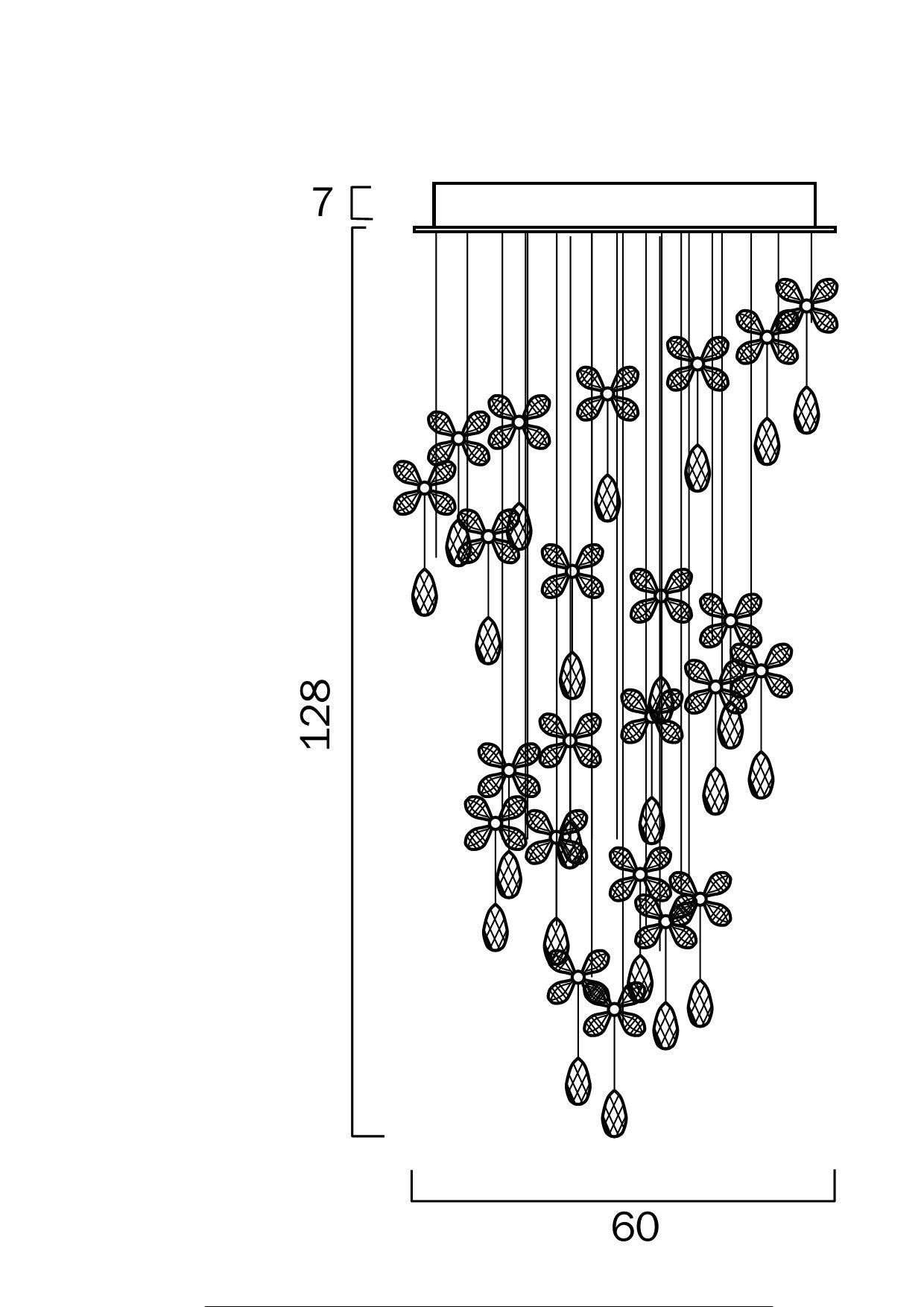 Paradis Crystal & Chrome 9 Light GU10 135cm Pendant Light