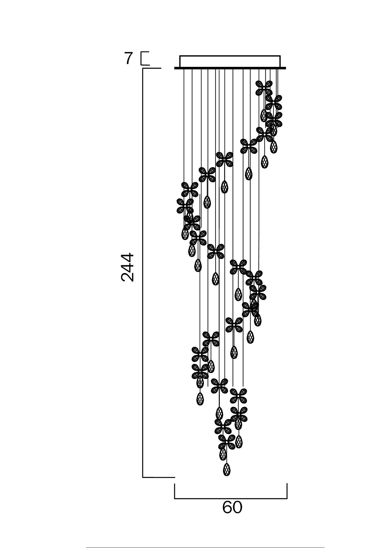 Paradis Crystal & Chrome 9 Light GU10 251cm Pendant Light