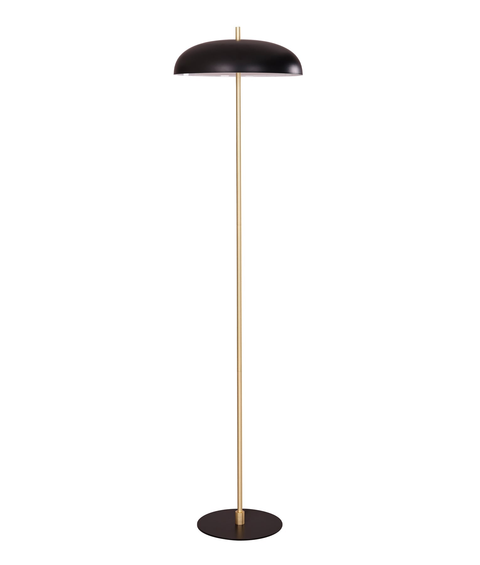 PARAGUAS: Interior Black Dome Shade with Brass Rod Floor Lamp