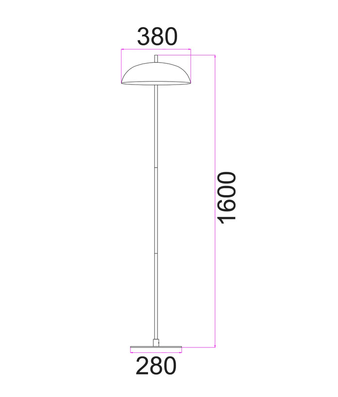 PARAGUAS: Interior Black Dome Shade with Brass Rod Floor Lamp