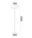 PARAGUAS: Interior Black Dome Shade with Brass Rod Floor Lamp