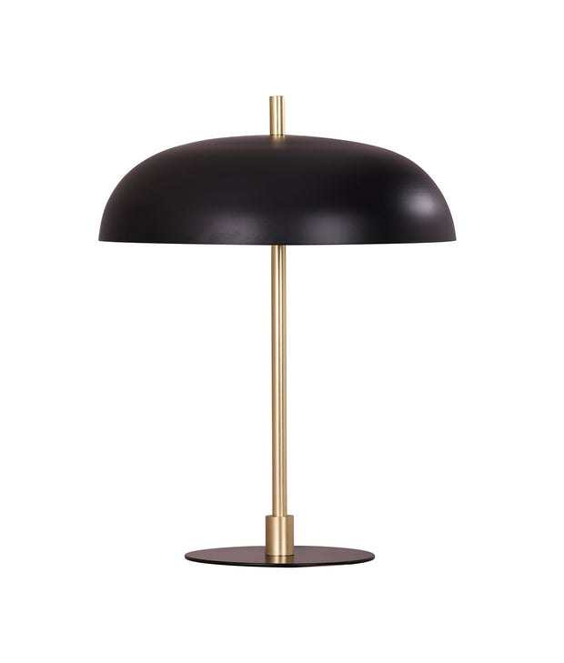 PARAGUAS: Interior Black Dome Shade with Brass Rod Table Lamp