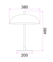 PARAGUAS: Interior Black Dome Shade with Brass Rod Table Lamp