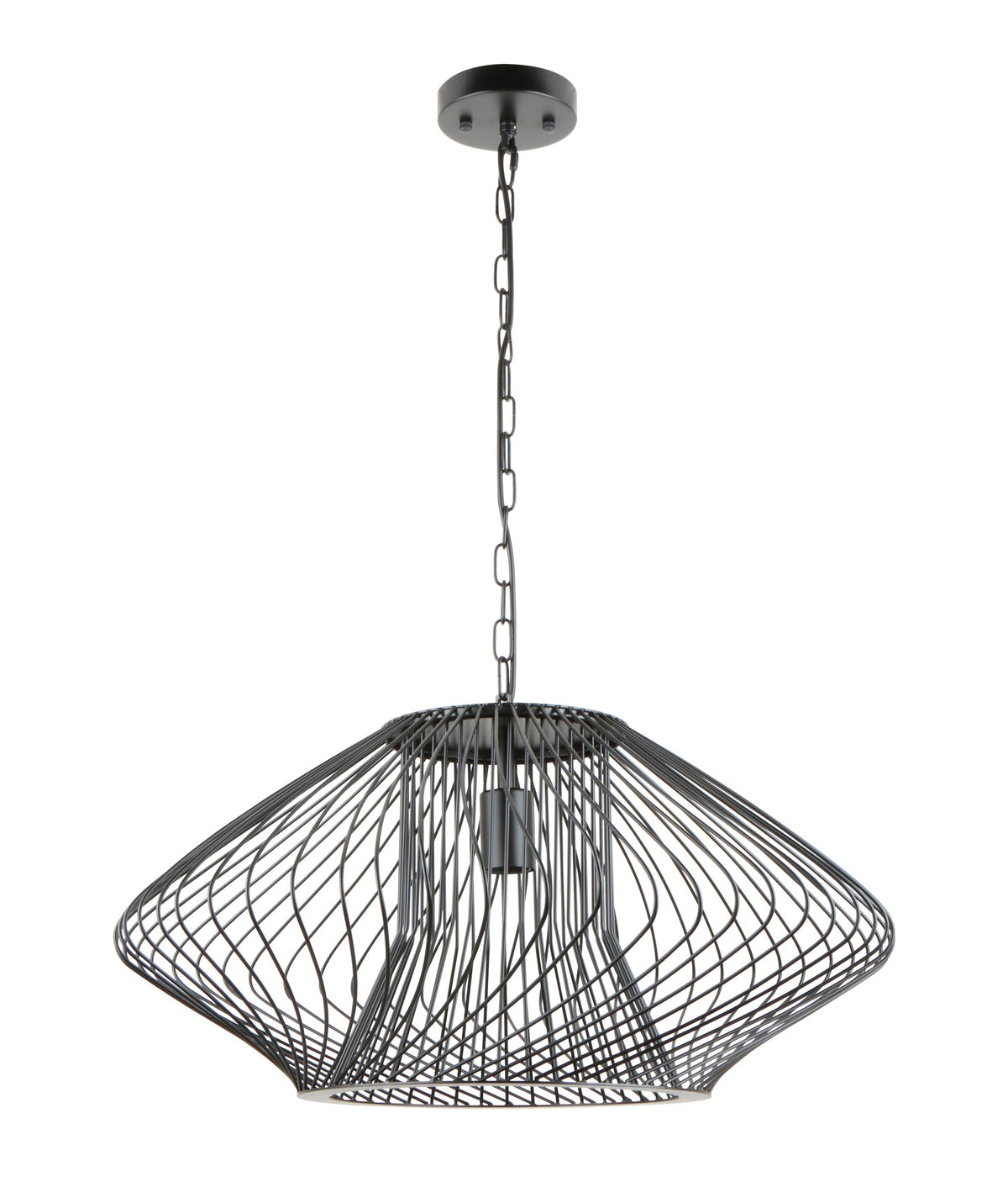 Parrilla: Interior Oval Cage Iron Pendant Lights
