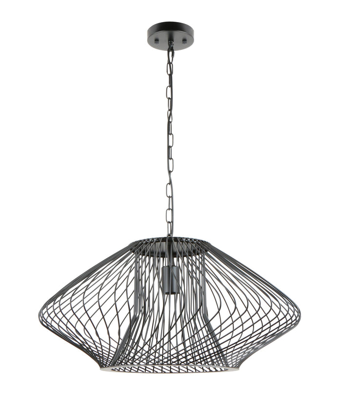 Parrilla: Interior Oval Cage Iron Pendant Lights