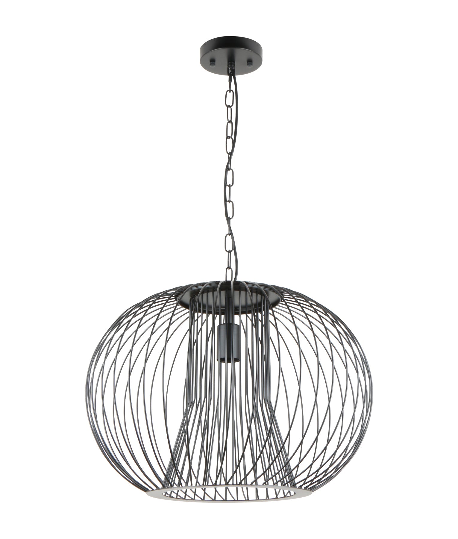 Parrilla: Interior Round Cage Iron Pendant Lights