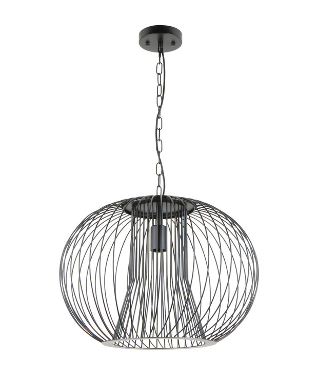 Parrilla: Interior Round Cage Iron Pendant Lights