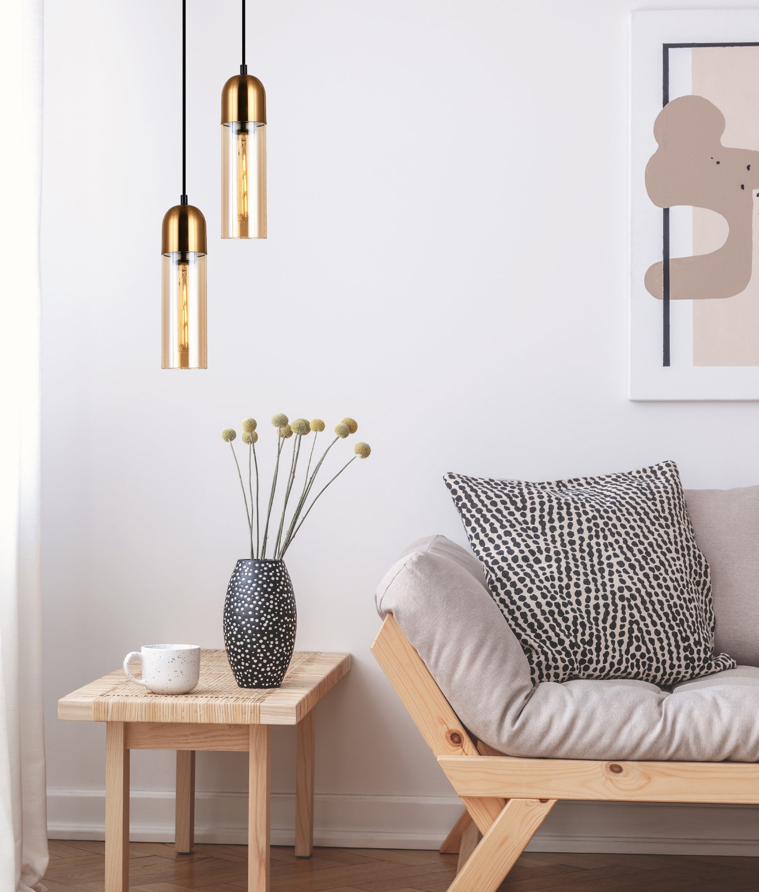 PASTILLE: Interior Round Top Cylinder Glass Pendant Lights